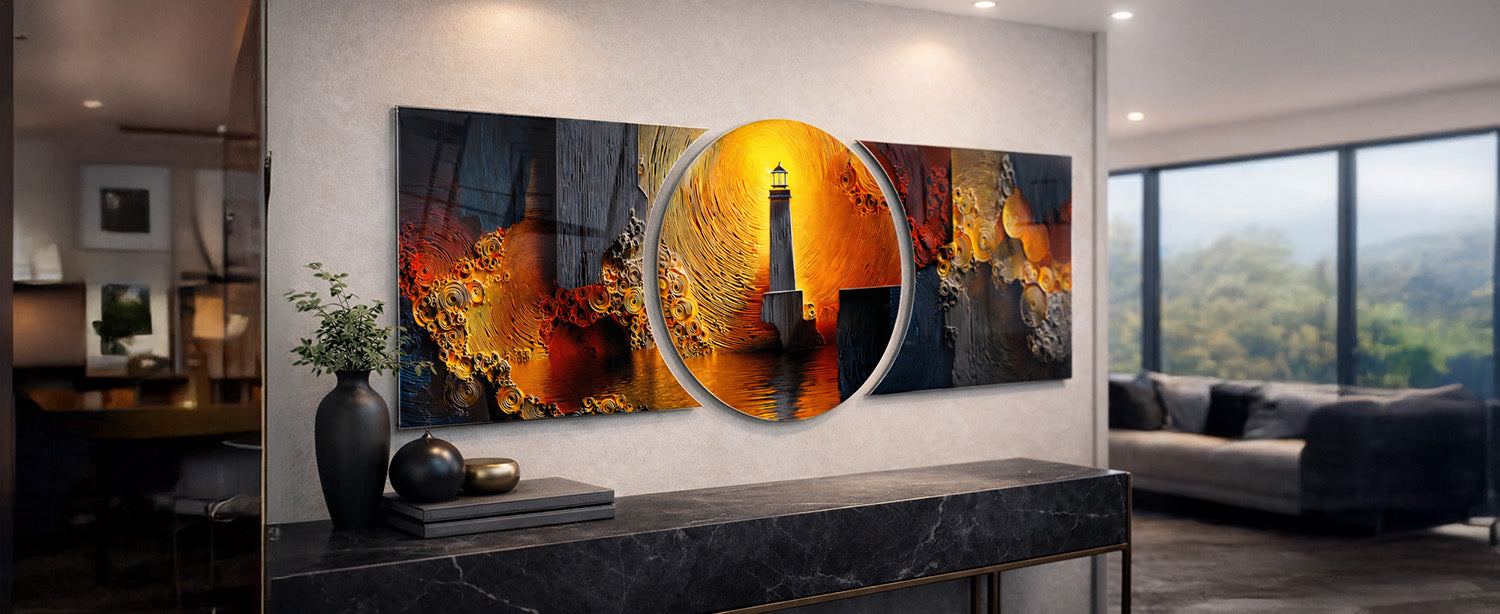 Lumiglass cam duvar sanatı — parlak temperli cam tablo