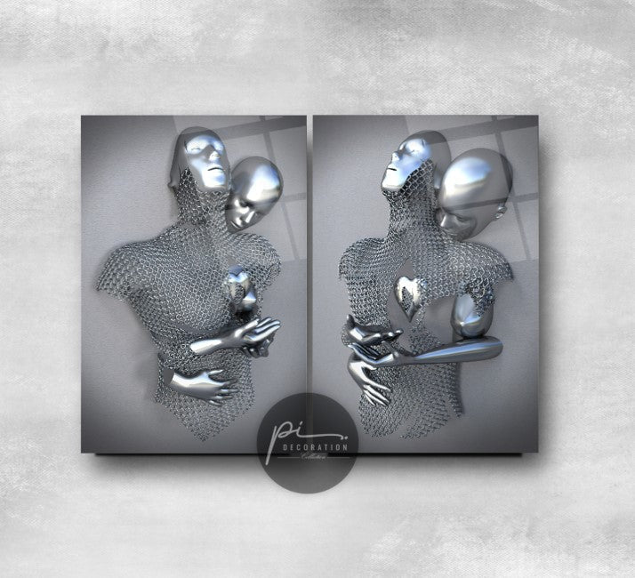 Metal Bedenler Double İkili Cam Tablo Seti