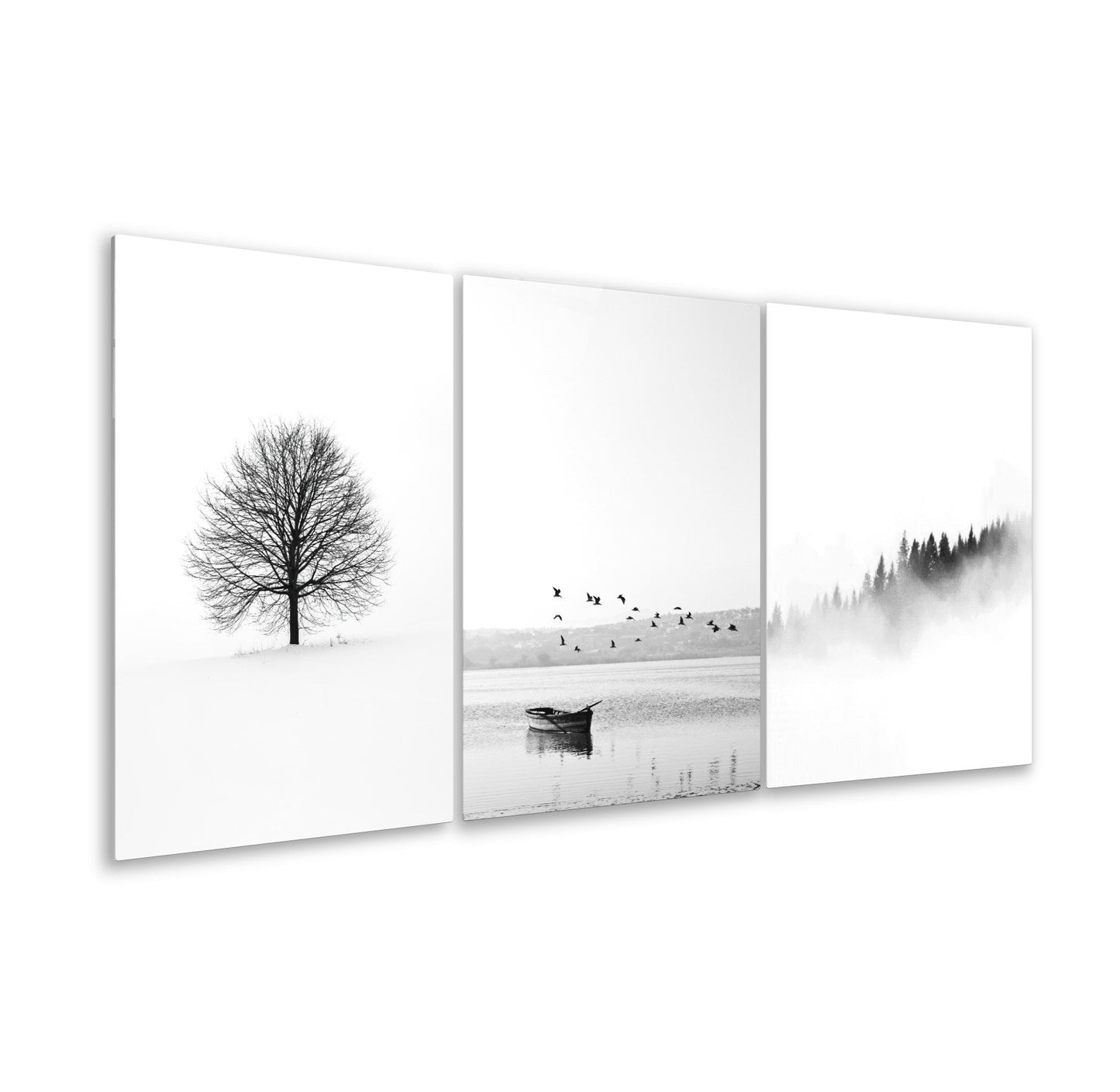 siyah-beyaz-manzara-triple-uclu-cam-tablo-seti